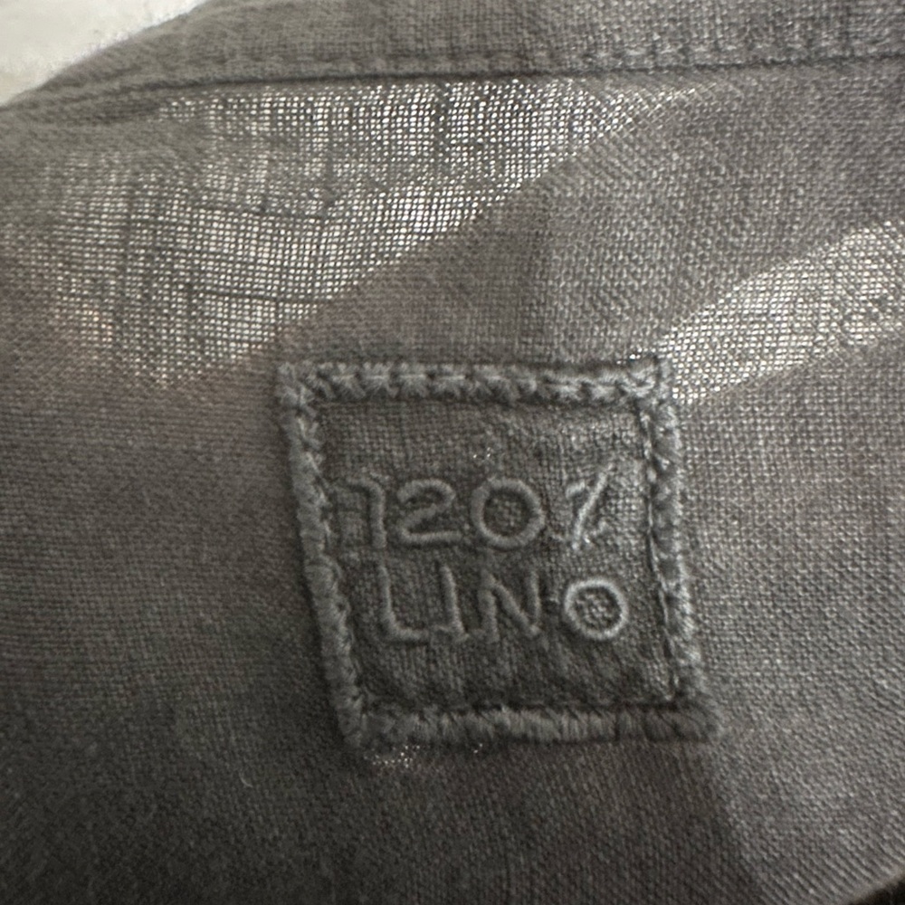 120% Lino Linen Button Front Black Shirt Dress - Size Medium - Picture 5 of 12